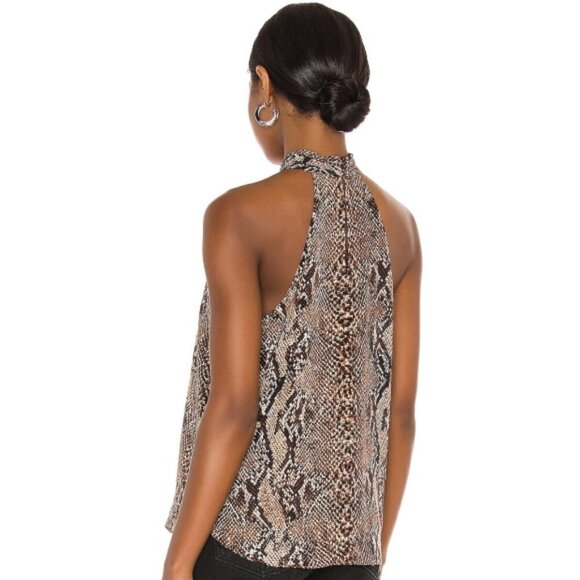 Joie 'Cedra B' Python-Print Sleeveless Silk Halter Top, Natural - Picture 3 of 3